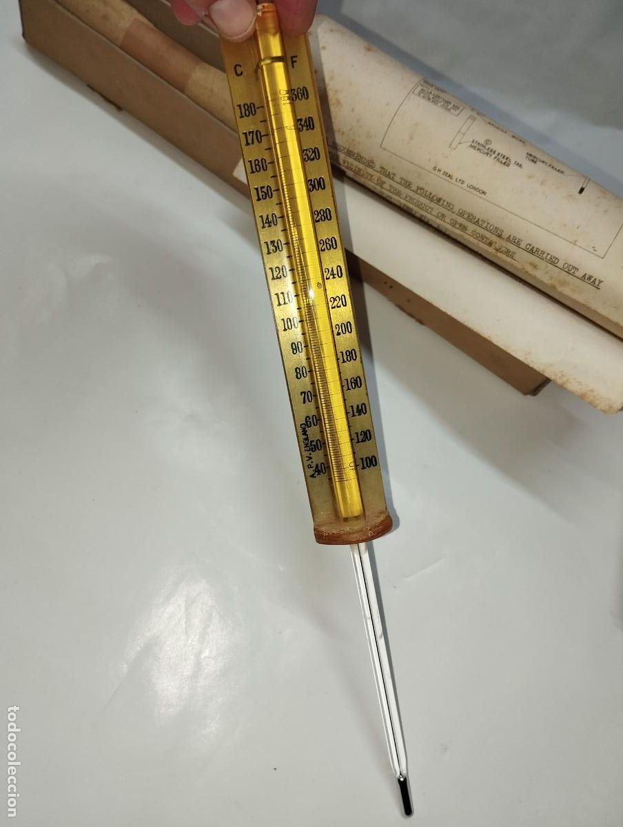 Antig&uuml;edades: TERM&Oacute;METRO ANTIGUO DE LABORATORIO 180&ordm;C - Foto 1