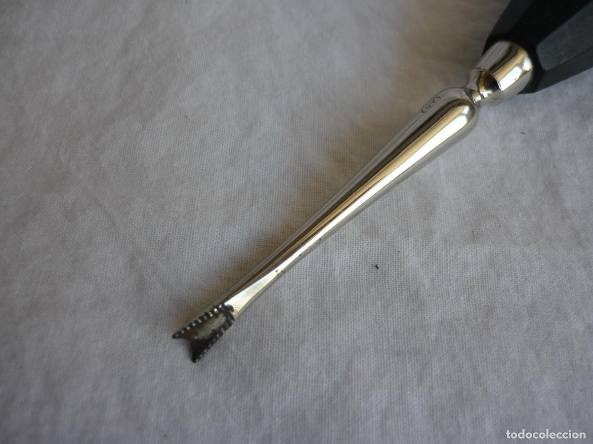 Antig&uuml;edades: Antiguo botador, herramienta de dentista, mango de madera - Foto 2
