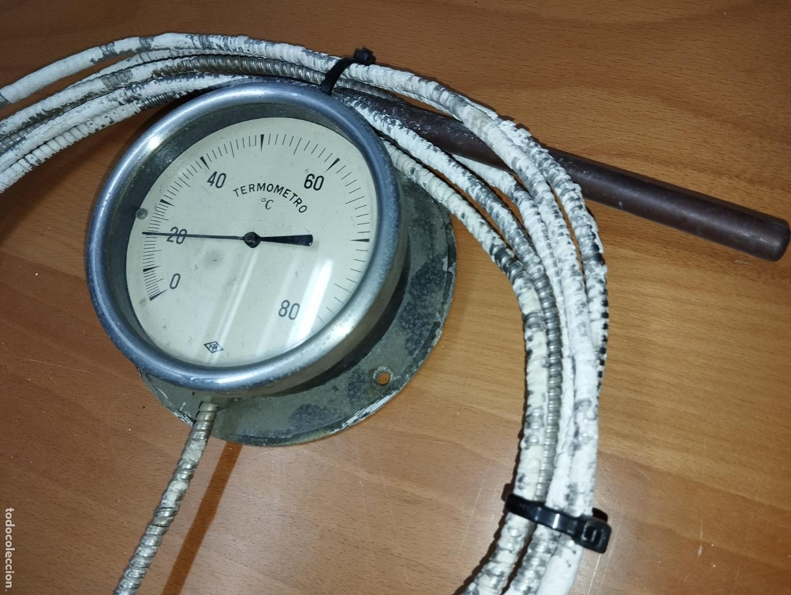 Antig&uuml;edades: TERMOMETRO PIROMETRO ANTIGUO CON SONDA // FUNCIONANDO - Foto 3