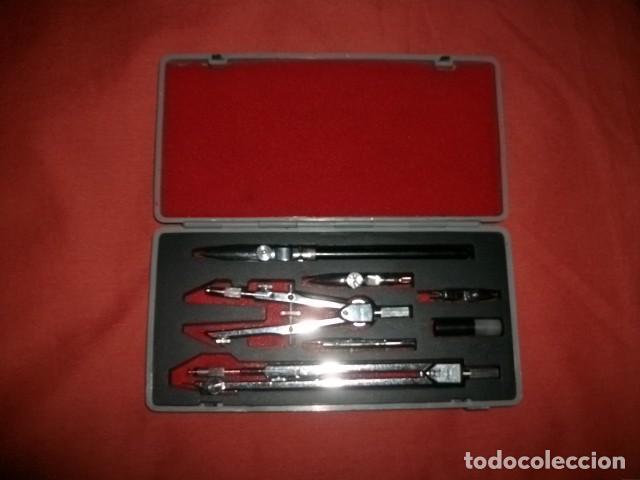 Antig&uuml;edades: CAJA DE COMP&Aacute;S/COMPASES LASTER (7 piezas) - Foto 1