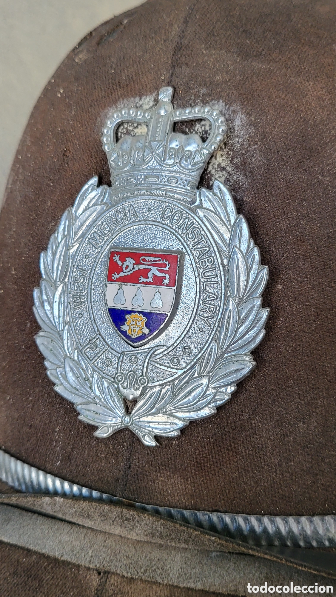 Antig&uuml;edades: ANTIGUO CASCO BOBBY POLICIA INGLES CONSTABULARY - Foto 2