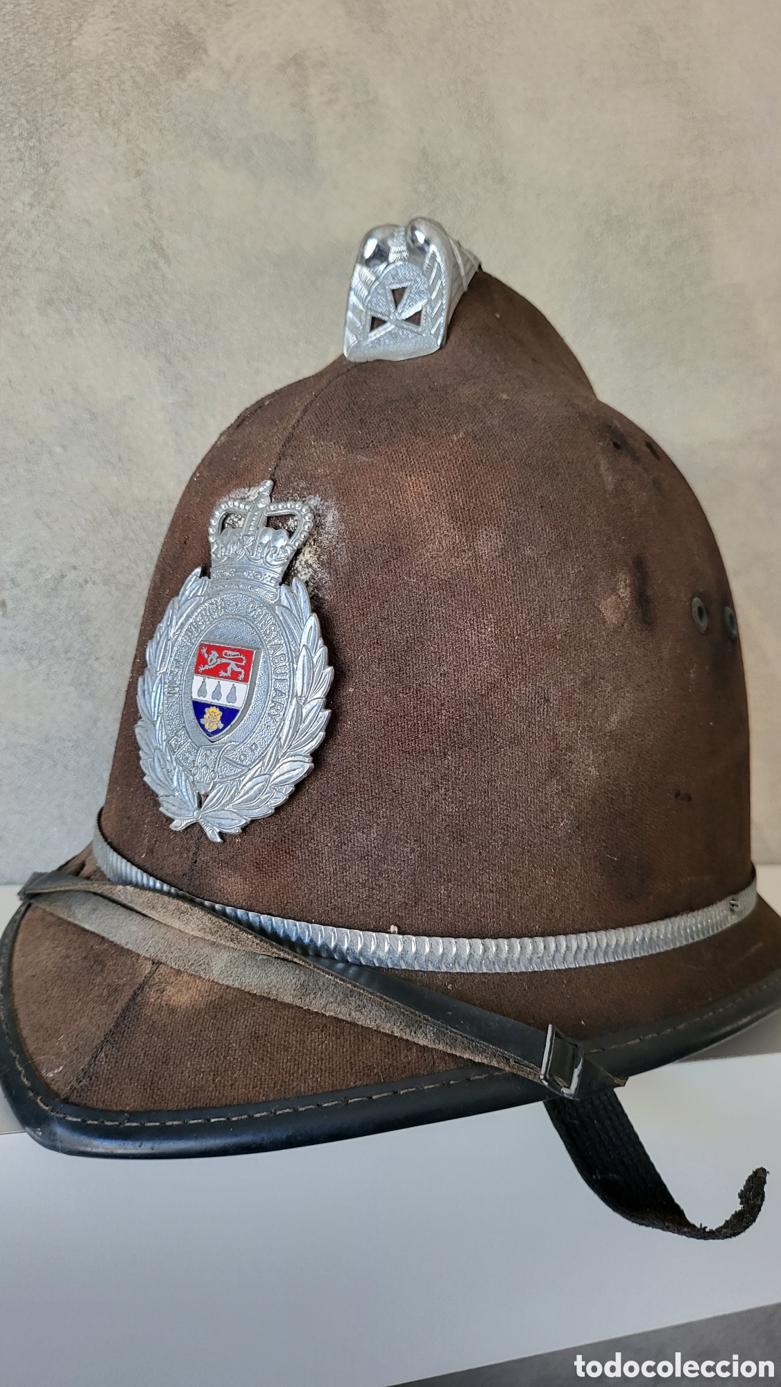 Antig&uuml;edades: ANTIGUO CASCO BOBBY POLICIA INGLES CONSTABULARY - Foto 1