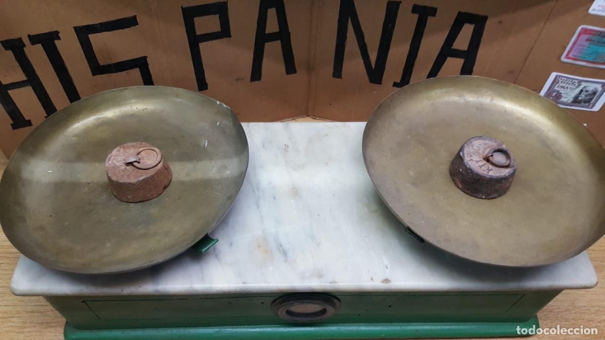 Antig&uuml;edades: ANTIGUA BALANZA DE 2 PLATOS-BASE DE MARMOL - Foto 3