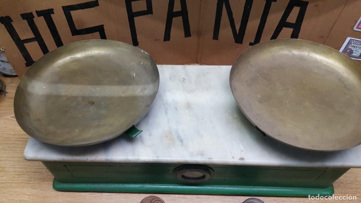 Antig&uuml;edades: ANTIGUA BALANZA DE 2 PLATOS-BASE DE MARMOL - Foto 4