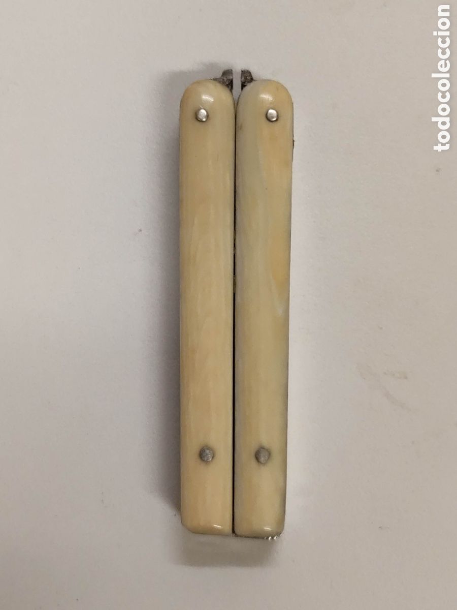Antig&uuml;edades: Tijera de bolso marfl plegable - Foto 5