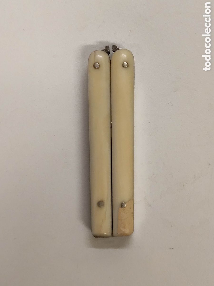 Antig&uuml;edades: Tijera de bolso marfl plegable - Foto 4