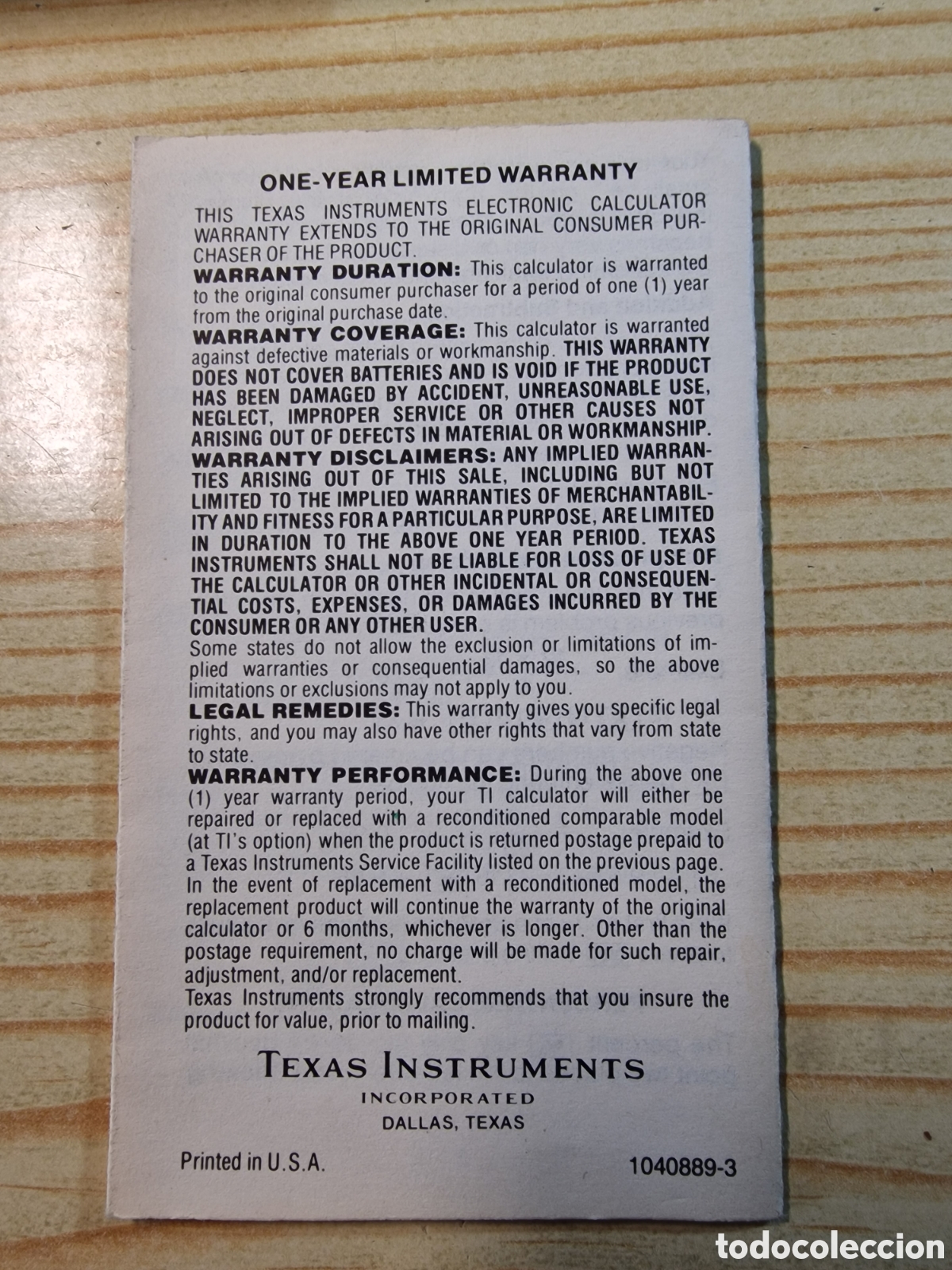 Antig&uuml;edades: Calculadora Texas Instruments TI- 1001 - Foto 3