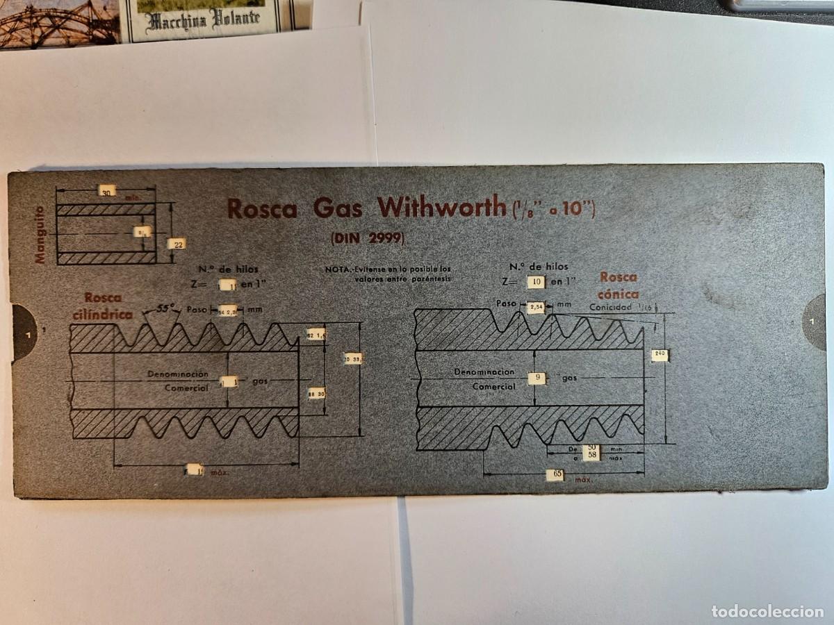 Antig&uuml;edades: REGLA DE C&Aacute;LCULO ROSCA GAS MANGUITOS - Foto 2