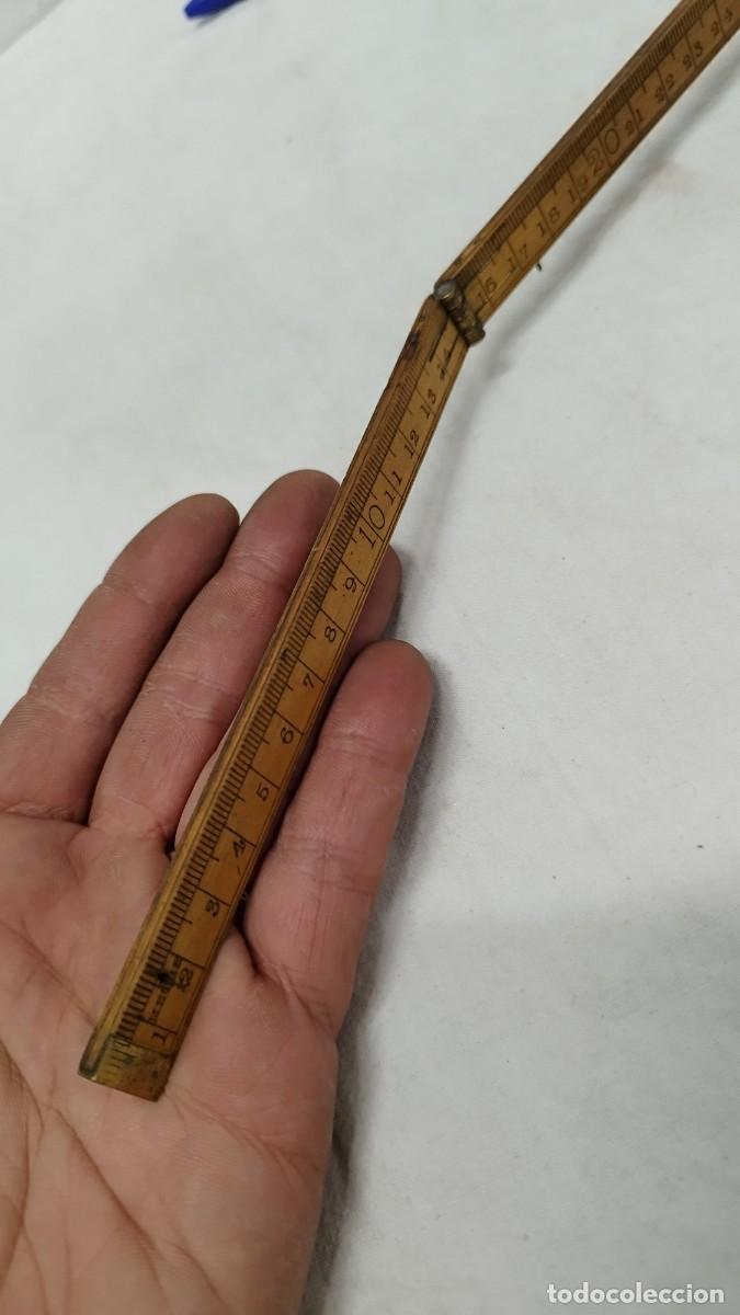 Antig&uuml;edades: Antigua regla de madera plegable,de 60 cm - Foto 4