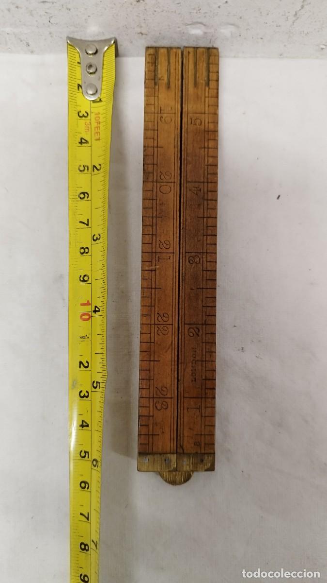 Antig&uuml;edades: Antigua regla de madera plegable,de 60 cm - Foto 12