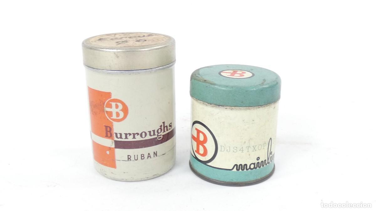 Antig&uuml;edades: 2 LATAS CINTAS DE CALCULADORAS SUMADORA ADDING MACHINE RECHENMASCHINE - Foto 1