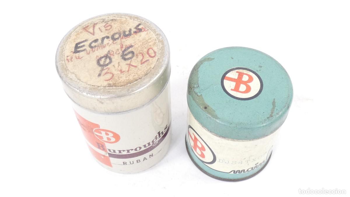 Antig&uuml;edades: 2 LATAS CINTAS DE CALCULADORAS SUMADORA ADDING MACHINE RECHENMASCHINE - Foto 2