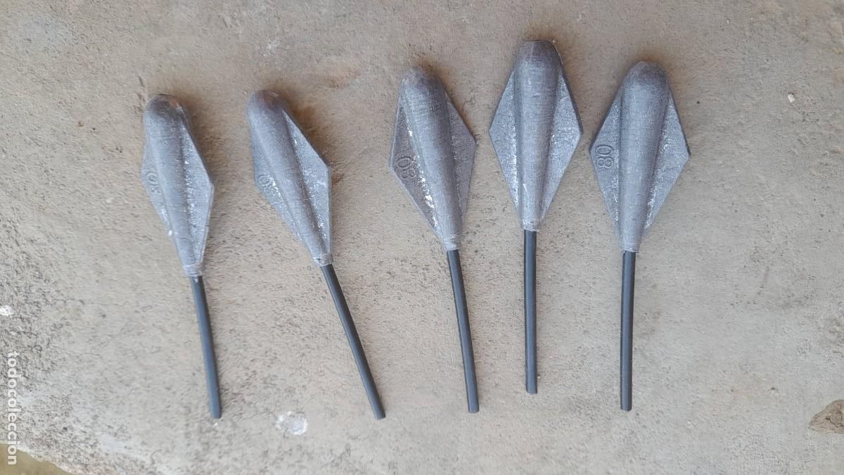 Antig&uuml;edades: 5 Plomo de pesca plomada pesa - Foto 1