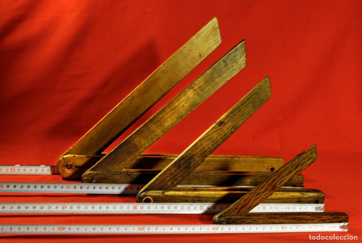 Antig&uuml;edades: 4 Escuadras de Ebanista antiguas de madera - Foto 4