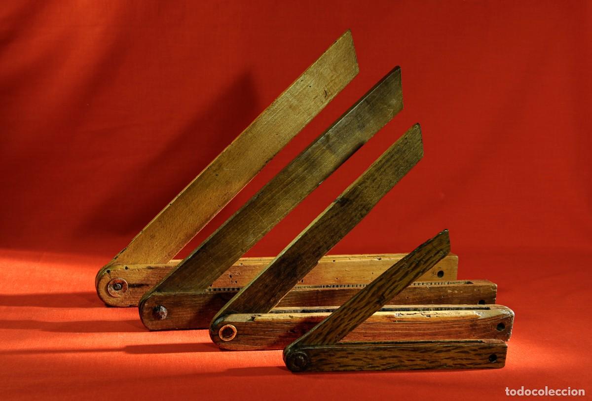 Antig&uuml;edades: 4 Escuadras de Ebanista antiguas de madera - Foto 16