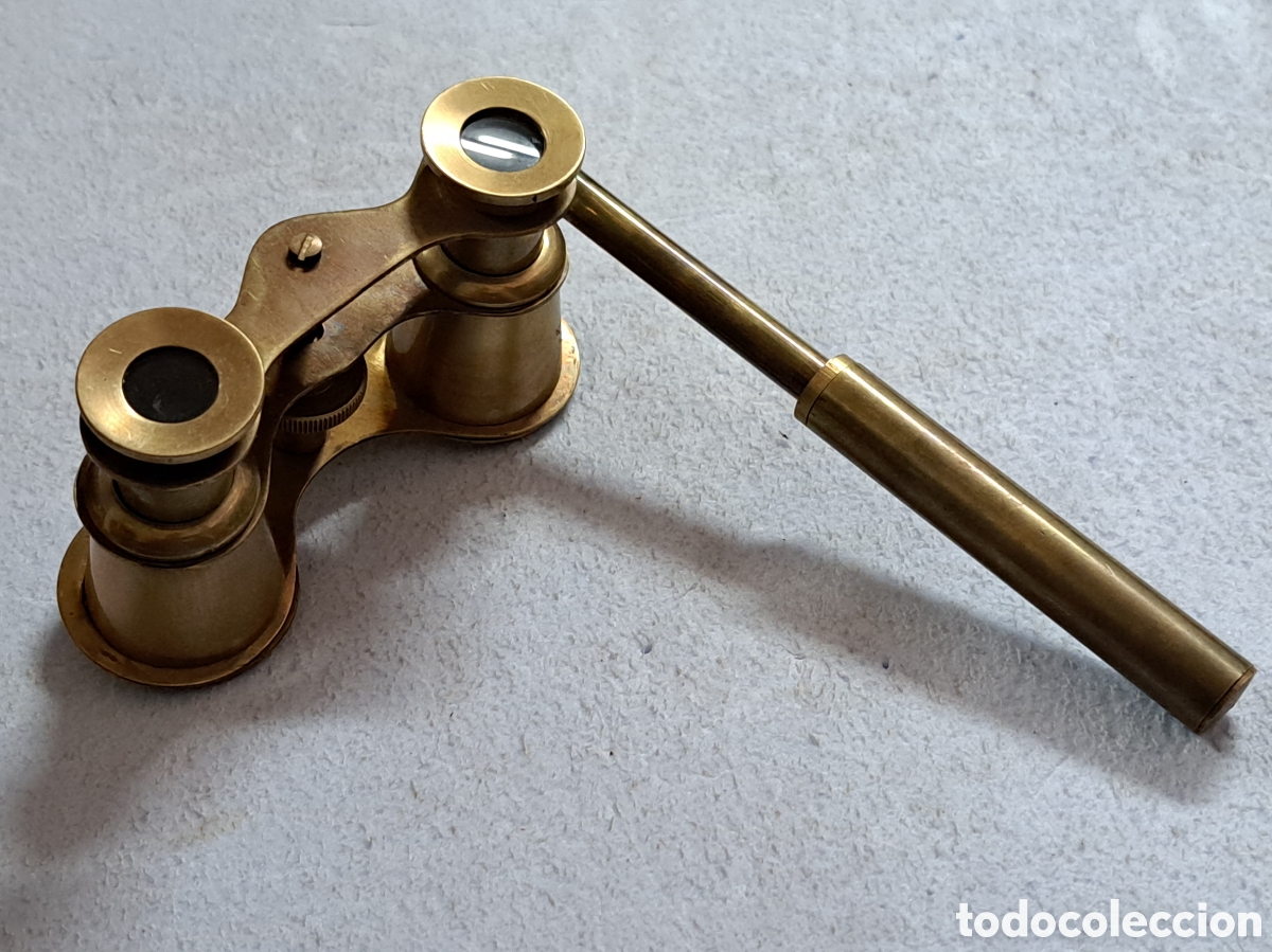Antig&uuml;edades: Binoculares de bronce para teatro con mango extensible - Foto 3