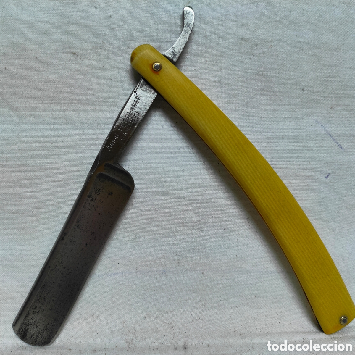 Antig&uuml;edades: NAVAJA DE AFEITAR.ANDRE DES PLAINES.BARBERO. - Foto 1