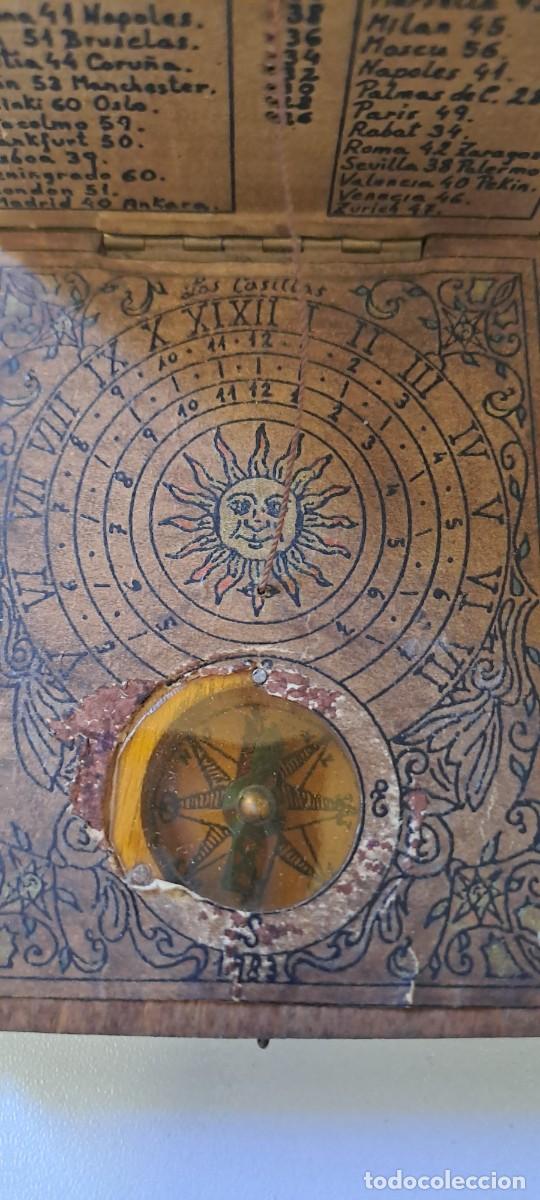 Antig&uuml;edades: Reloj de sol de madera, con br&uacute;jula y p&eacute;ndulo - Foto 2