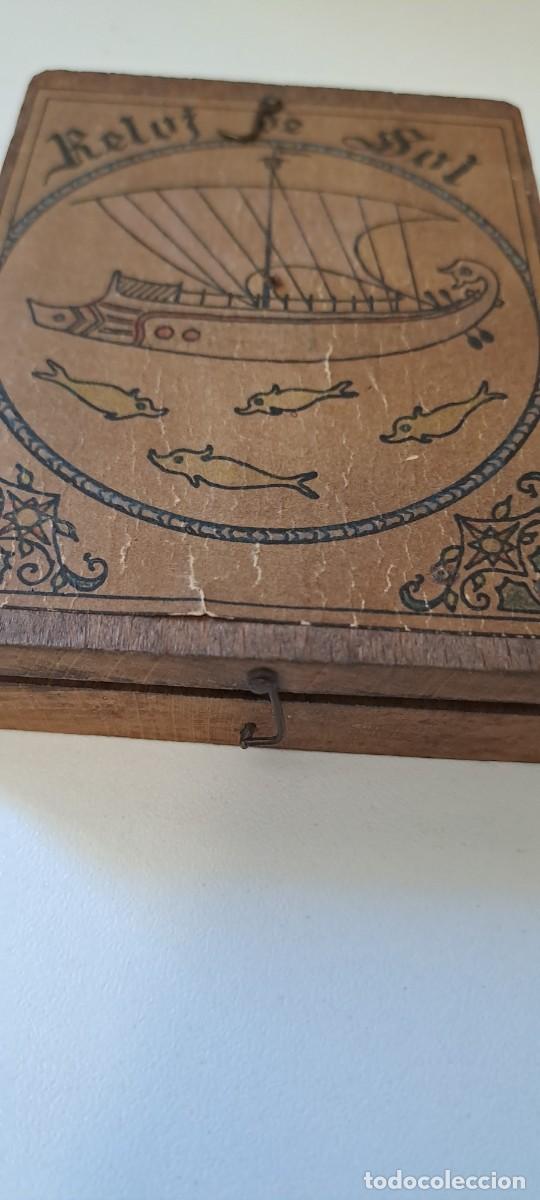 Antig&uuml;edades: Reloj de sol de madera, con br&uacute;jula y p&eacute;ndulo - Foto 5