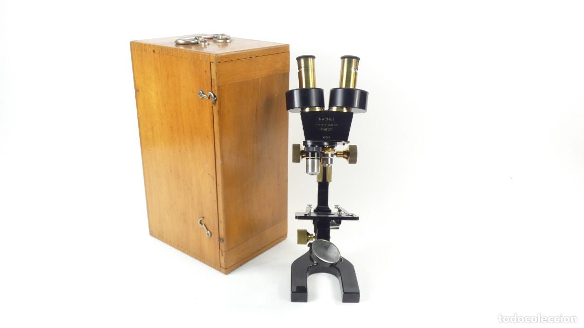 Antig&uuml;edades: ANTIGUO MICROSCOPIO BINOCULAR NACHET A&Ntilde;O 1920 BINOCULAR MICROSCOPE MIKROSKOP - Foto 1