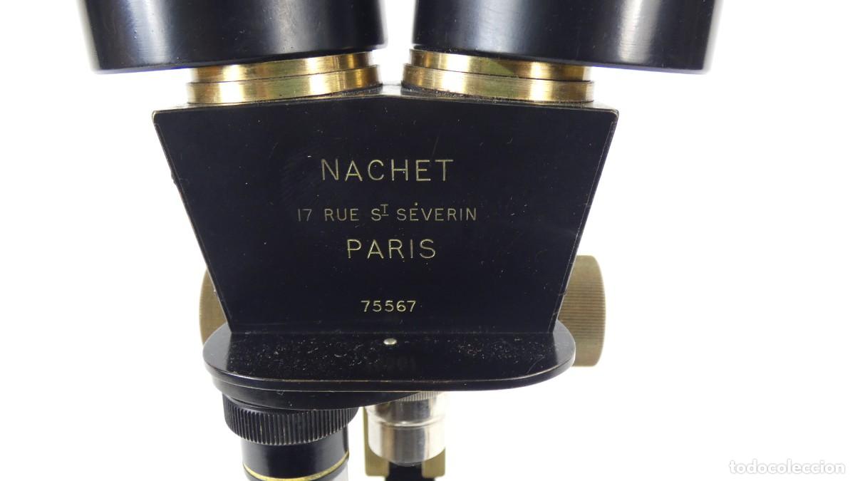Antig&uuml;edades: ANTIGUO MICROSCOPIO BINOCULAR NACHET A&Ntilde;O 1920 BINOCULAR MICROSCOPE MIKROSKOP - Foto 5
