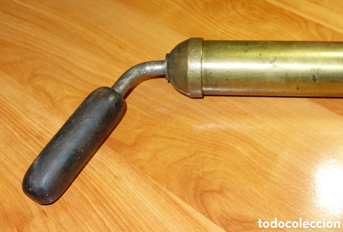 Antig&uuml;edades: Engrasador vintage de &eacute;mbolo bronce - Foto 3