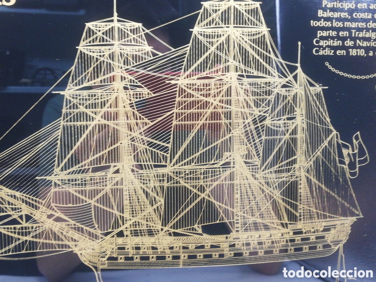Antig&uuml;edades: Cuadro Nav&iacute;o sobre cristal Real Philipe. - Foto 6