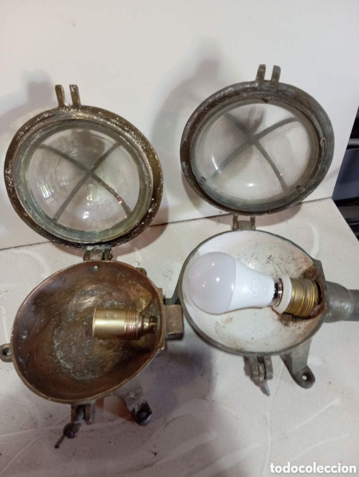 Antig&uuml;edades: Antiguo farol n&aacute;utico 15,5 cm - Foto 10