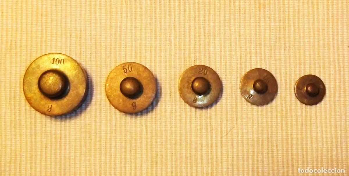 Antig&uuml;edades: JUEGO DE 5 PESAS PEQUE&Ntilde;AS DE BRONCE - Foto 6