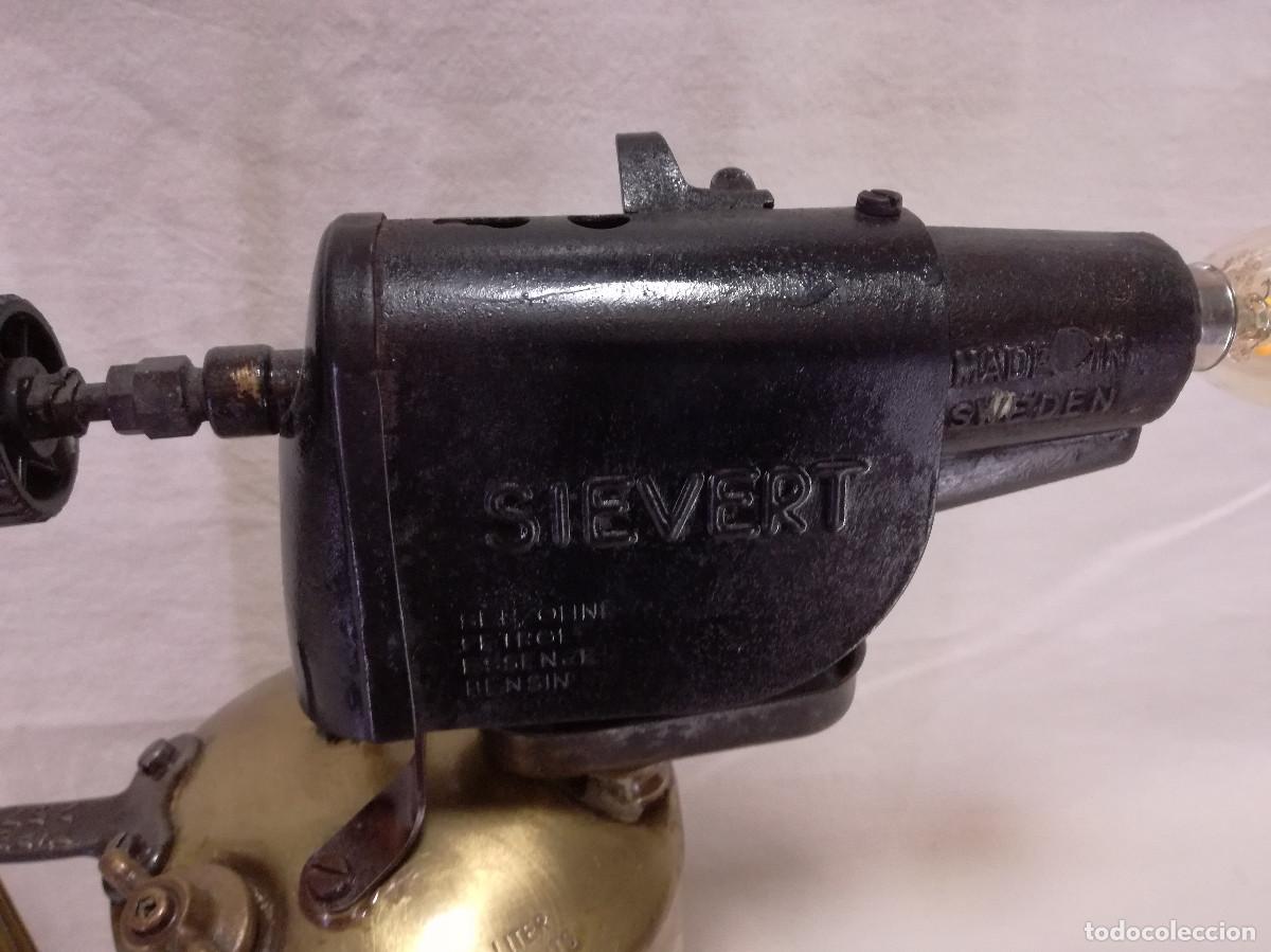 Antig&uuml;edades: ANTIGUO SOPLETE MAX SIEVERT TYPE 257 SWEDEN - CONVERTIDO EN LAMPARA FUNCIONAL - Foto 12