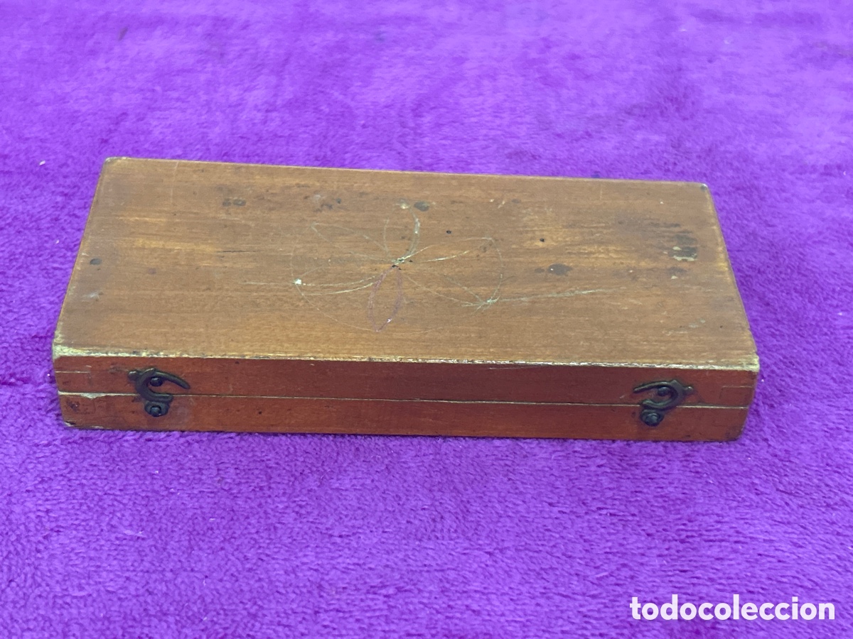 Antig&uuml;edades: ANTIGUO COMP&Aacute;S EN CAJA DE MADERA - Foto 3