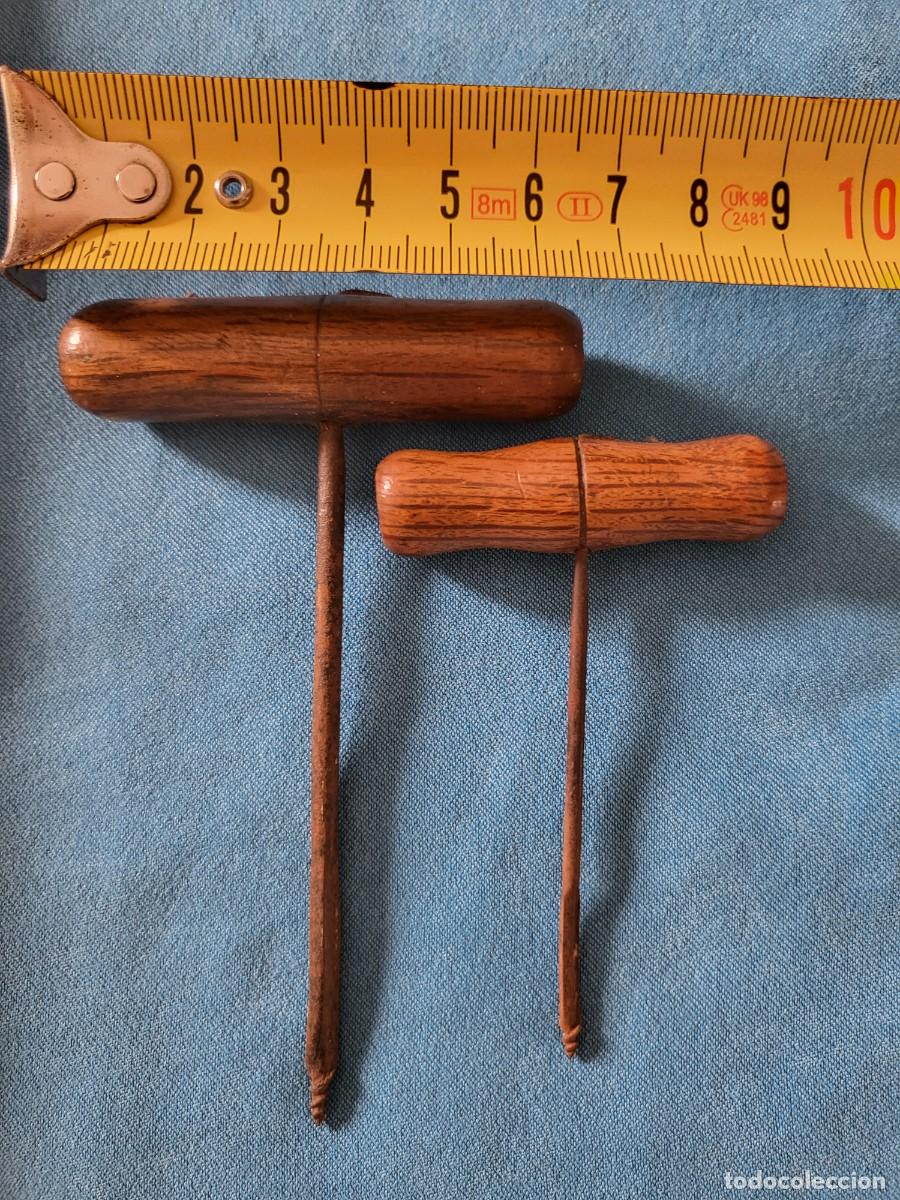 Antig&uuml;edades: 01-Juego 2 peque&ntilde;as barrenas antiguas con mango de madera - Foto 1