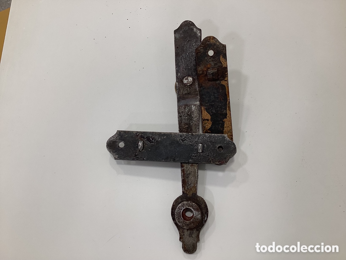 Antig&uuml;edades: Antiguo pestillo de forja de hierro para puerta interior. - Foto 7