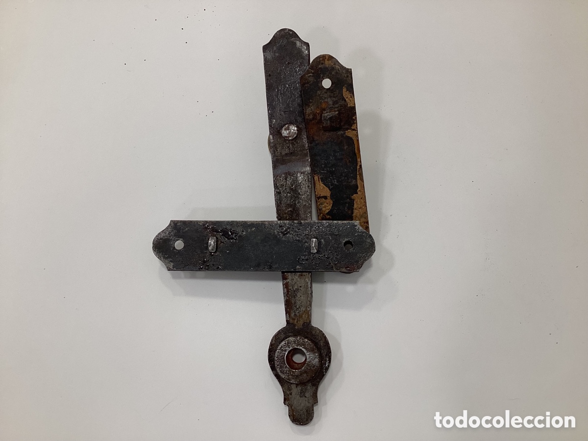 Antig&uuml;edades: Antiguo pestillo de forja de hierro para puerta interior. - Foto 8