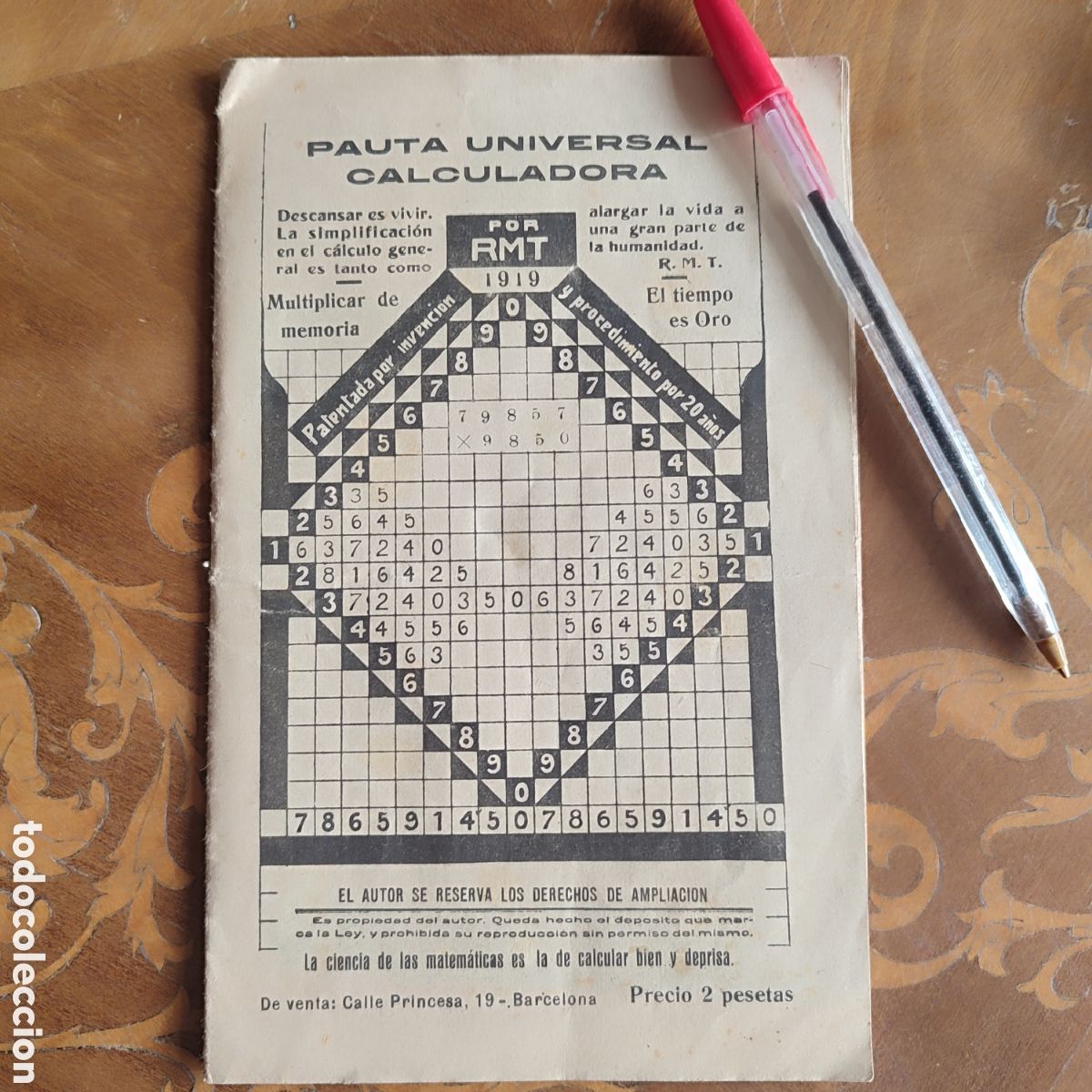 Antig&uuml;edades: Librito Pauta Universal Calculadora 1919 RMT - Foto 1