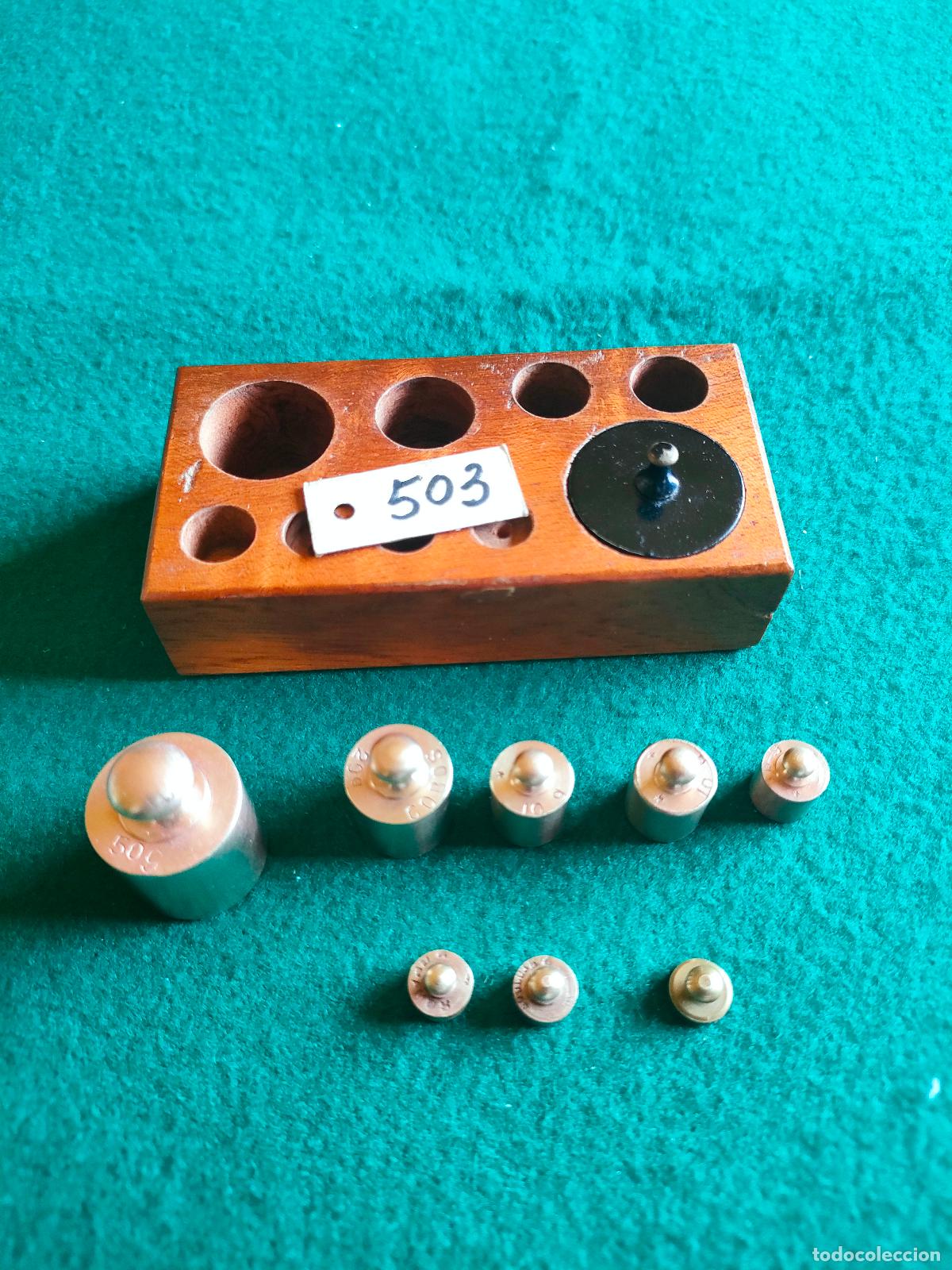 Antig&uuml;edades: JUEGO DE PESAS ANTIGUO PARA BALANZA DE PRECISION - Foto 1