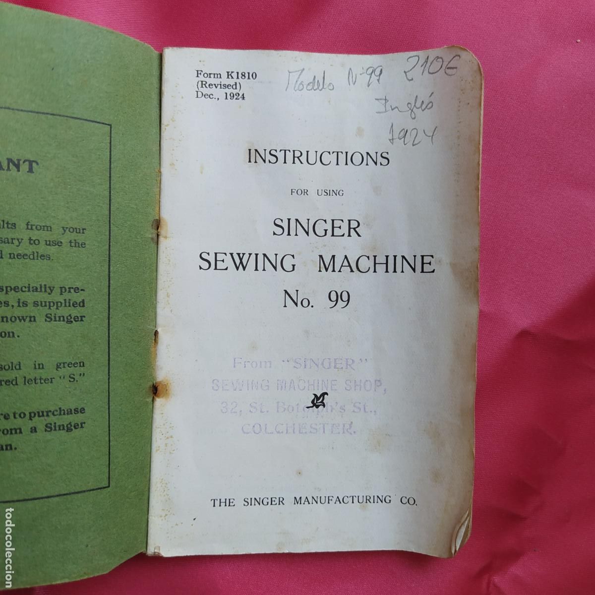 Antig&uuml;edades: Instructions for using Singer Sewing Machine N&ordf;99 1924 Rei.730 - Foto 4