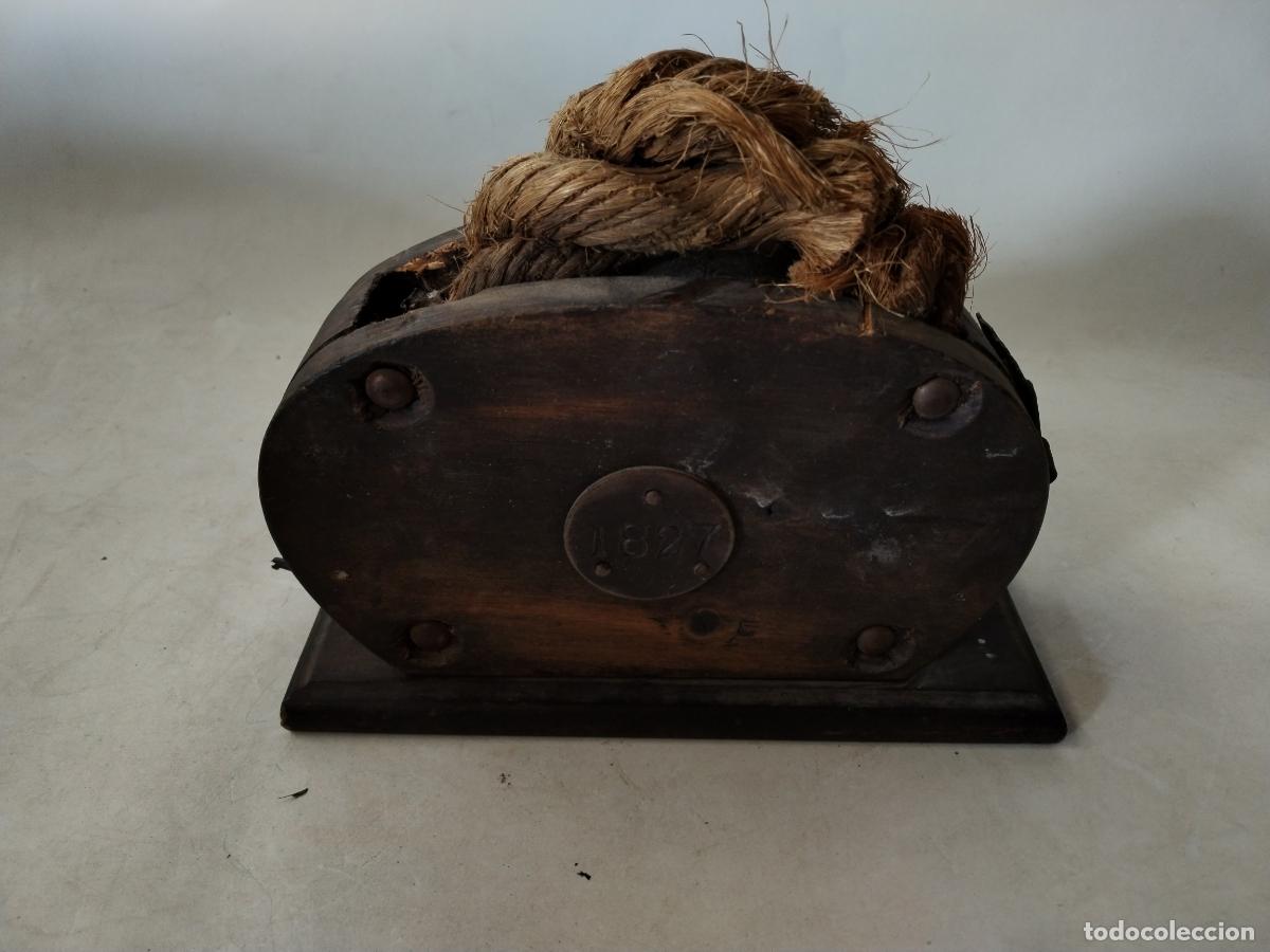 Antig&uuml;edades: polea de barco vintage sobremesa 1827 - Foto 5