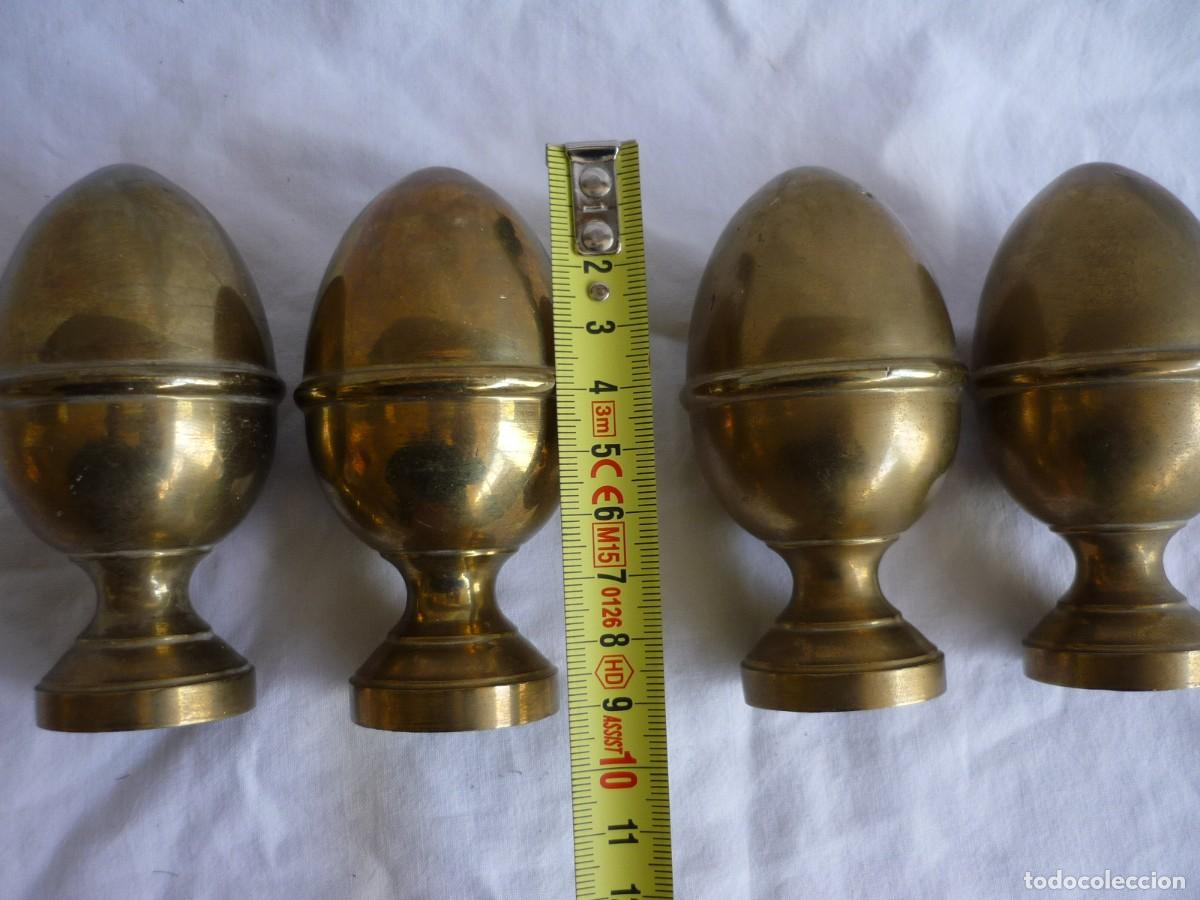 Antig&uuml;edades: 4 remates de bronce en forma de pi&ntilde;a - Foto 6