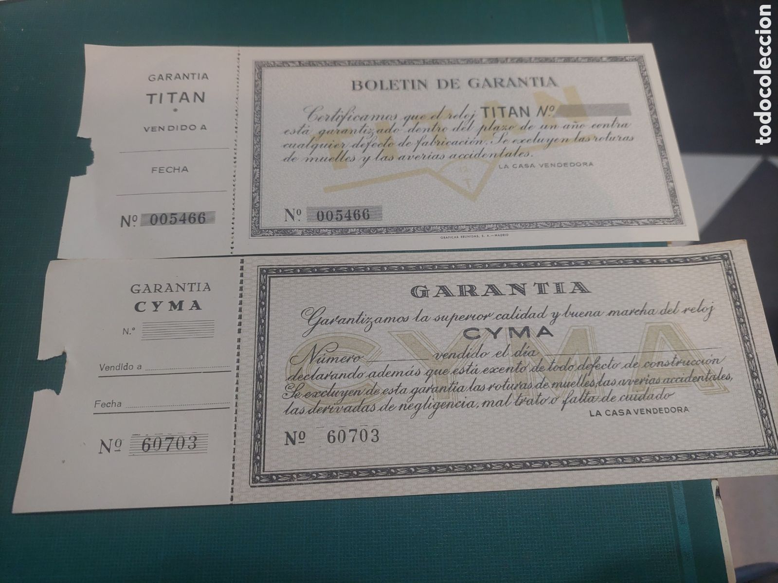 Antig&uuml;edades: GARANTIAS RELOJES TITAN Y CYMA - Foto 1