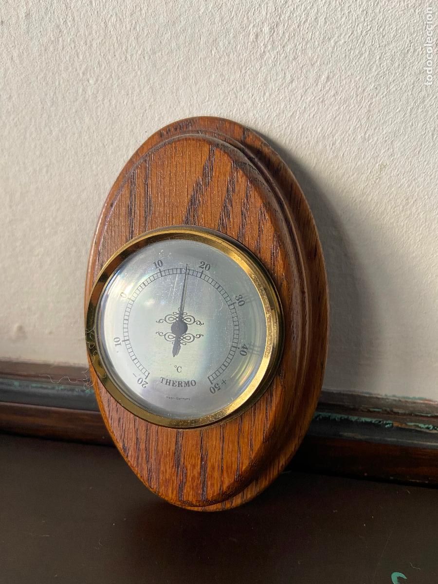Antig&uuml;edades: 246.- Termometro Germany. Madera de roble. - Foto 1