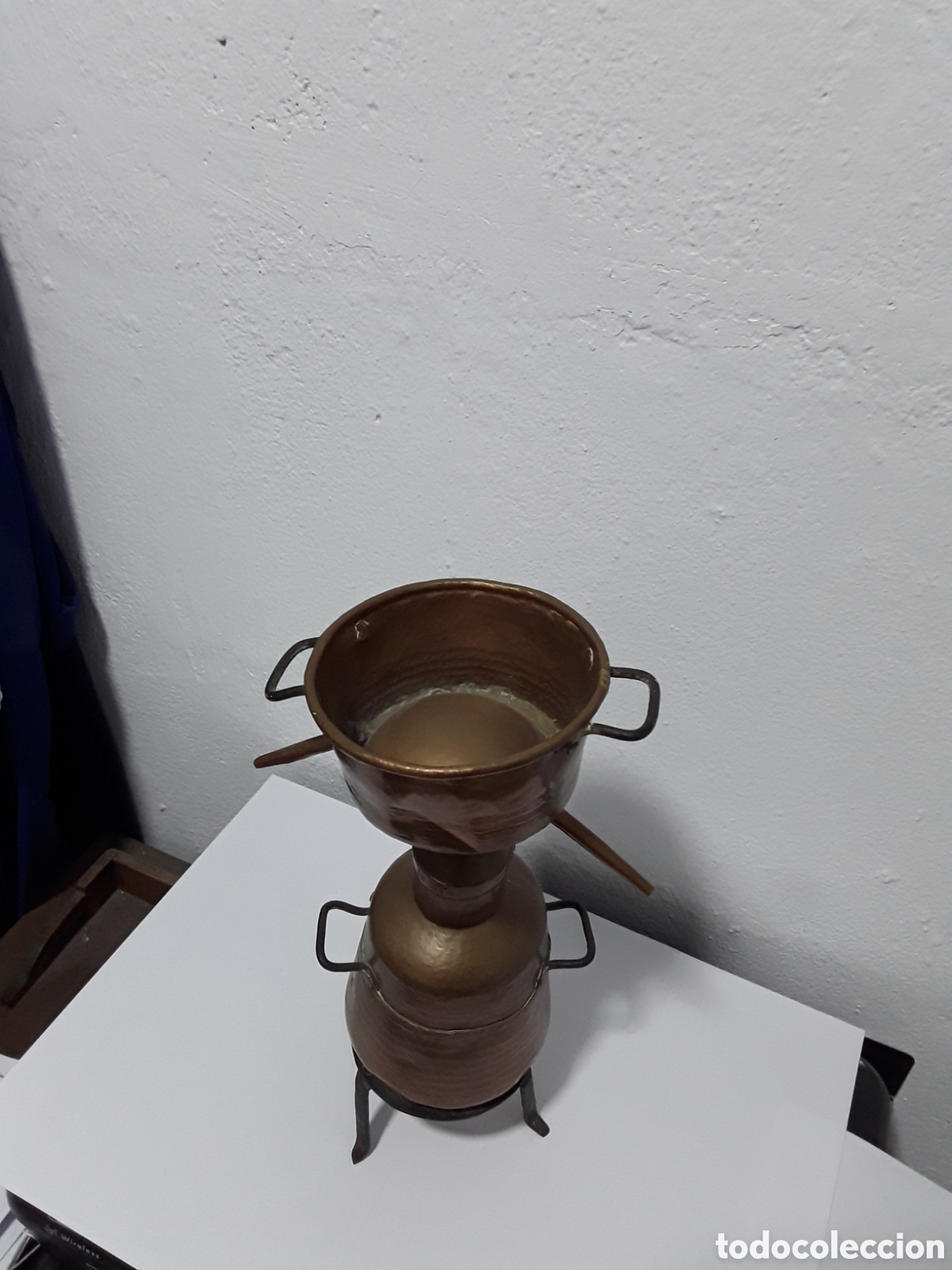 Antig&uuml;edades: Alambique de cobre y forja en miniatura - Foto 2