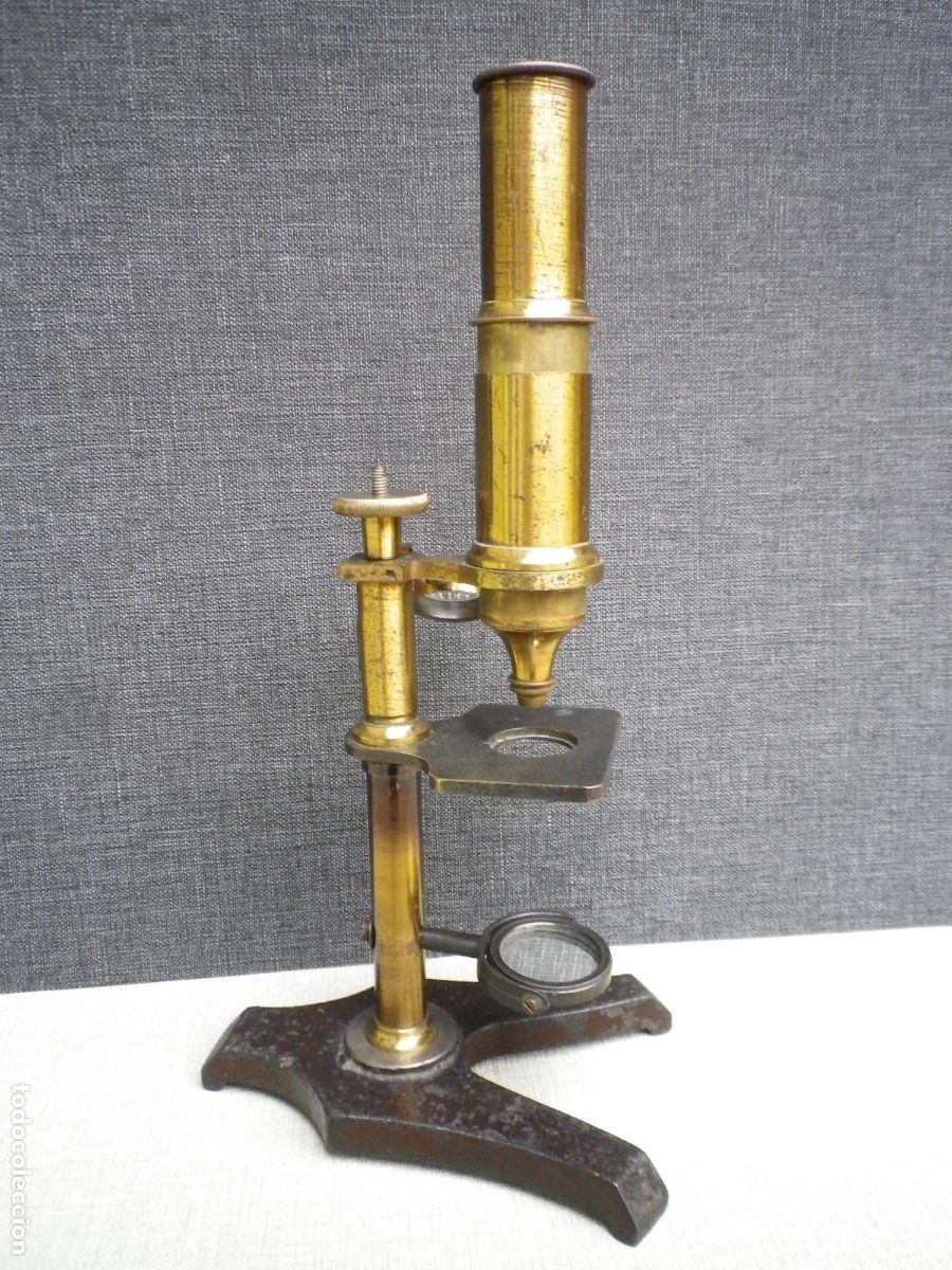 Antig&uuml;edades: Microscopio antiguo fabricado en lat&oacute;n - Foto 5