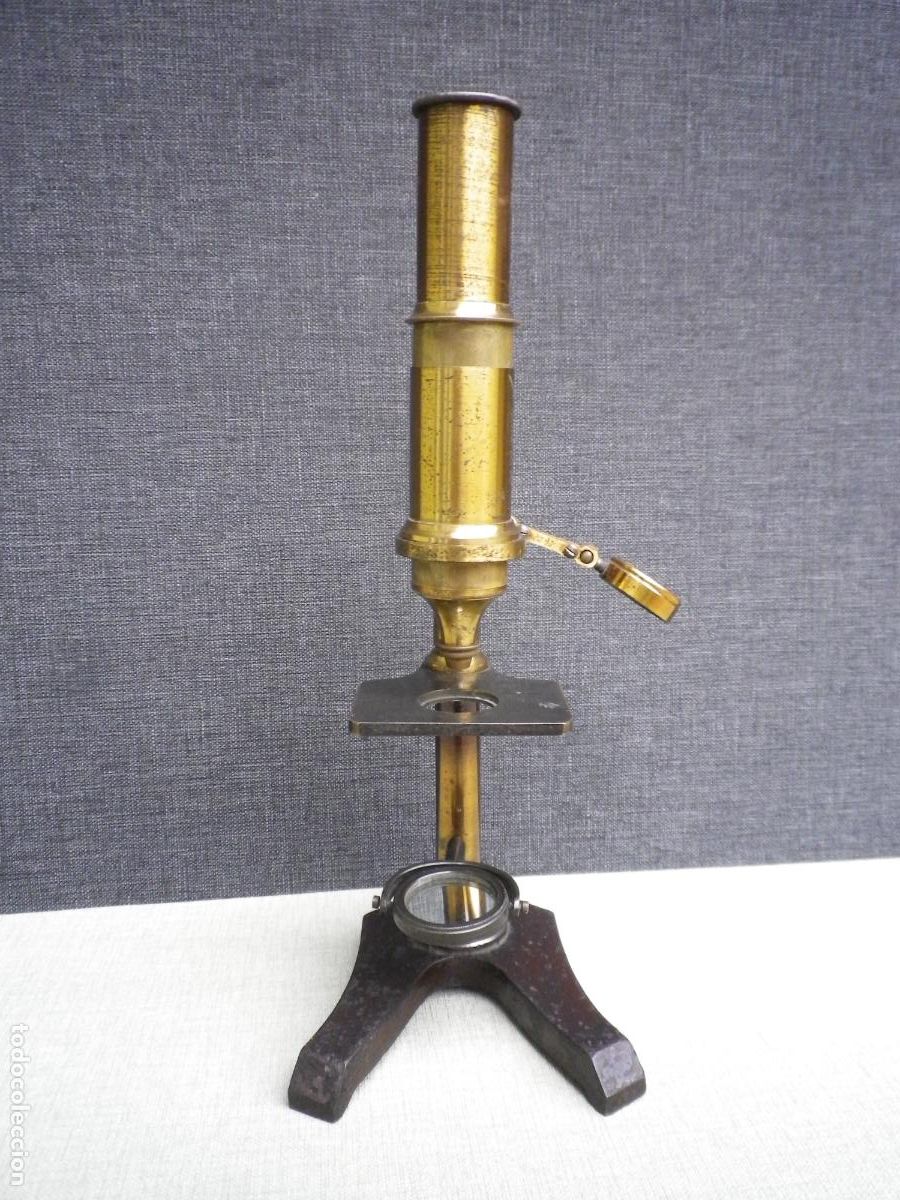 Antig&uuml;edades: Microscopio antiguo fabricado en lat&oacute;n - Foto 6