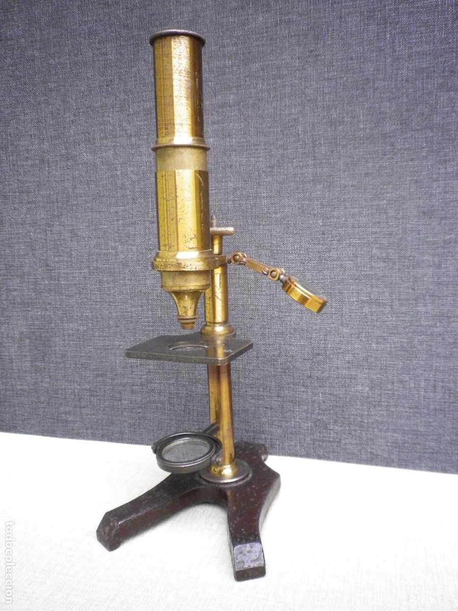 Antig&uuml;edades: Microscopio antiguo fabricado en lat&oacute;n - Foto 7
