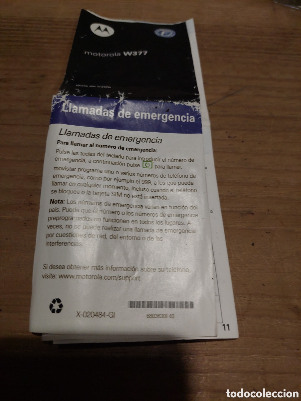 Tel&eacute;fonos: Cat&aacute;logo tel&eacute;fono Motorola w 37u - Foto 1