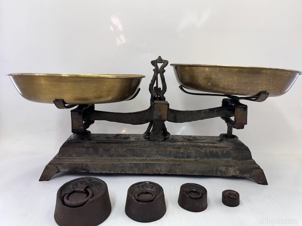 Antig&uuml;edades: BALANZA DE 2 PLATOS DE BRONCE - 5 KG. - Foto 3