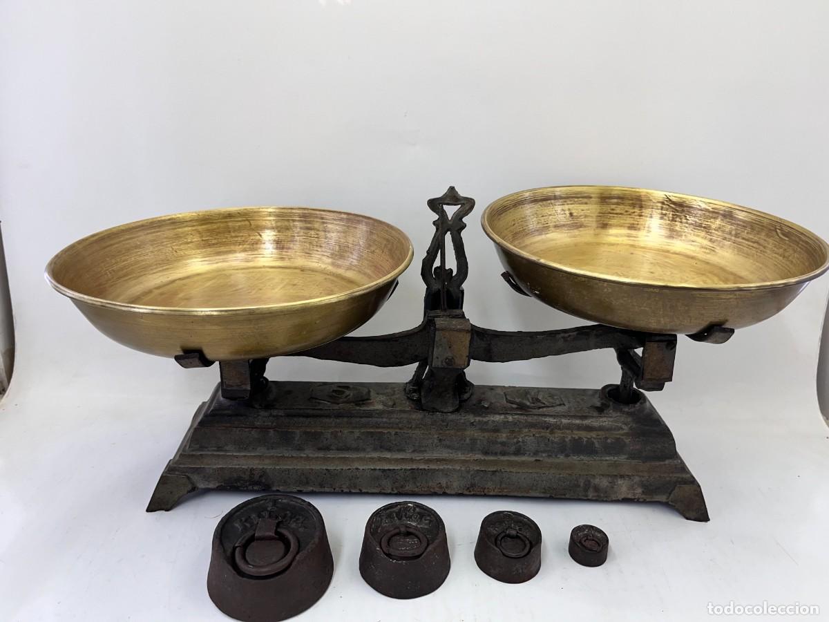 Antig&uuml;edades: BALANZA DE 2 PLATOS DE BRONCE - 5 KG. - Foto 20