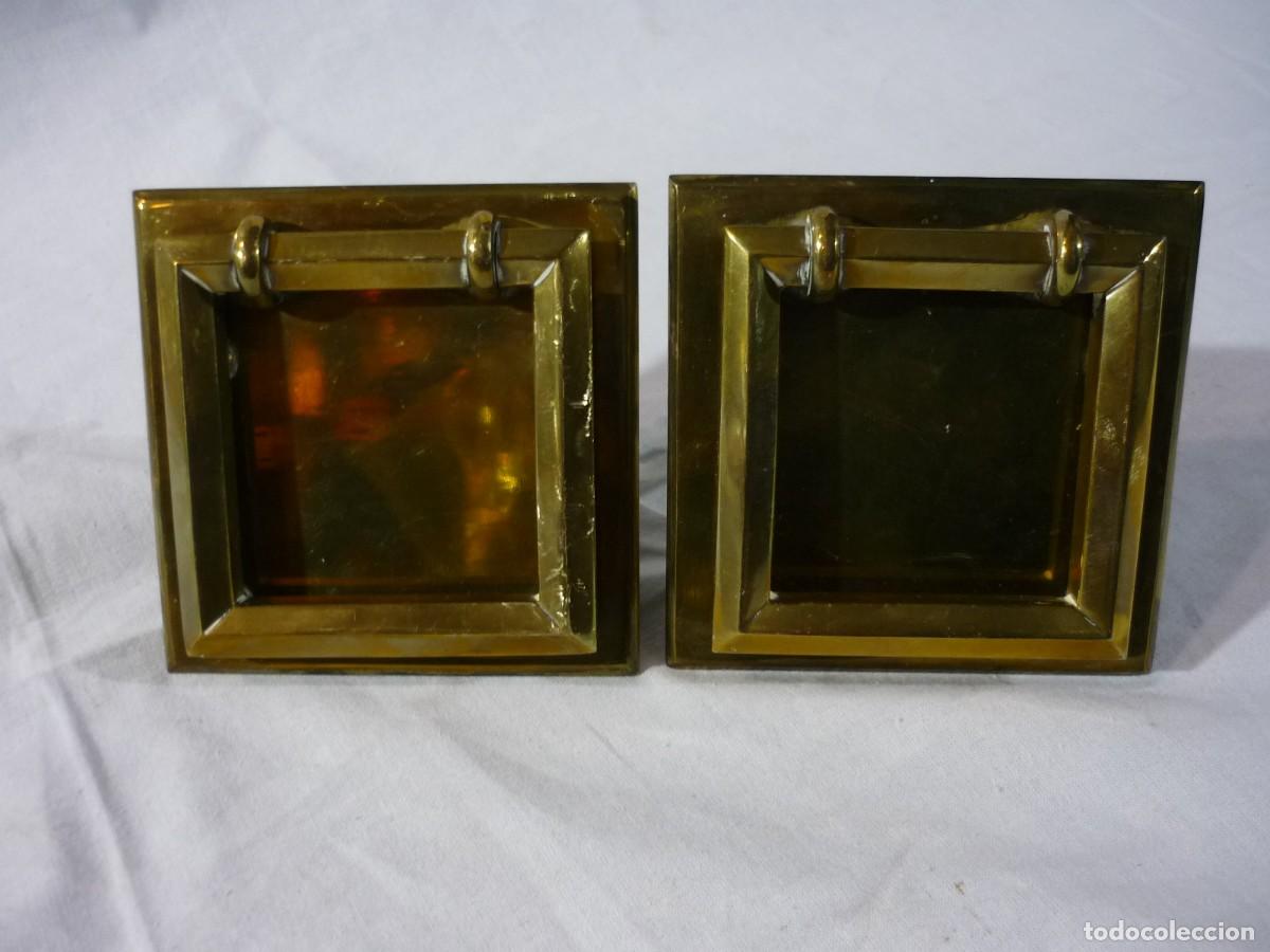 Antig&uuml;edades: Pareja de tiradores de bronce rectangulares - Foto 2