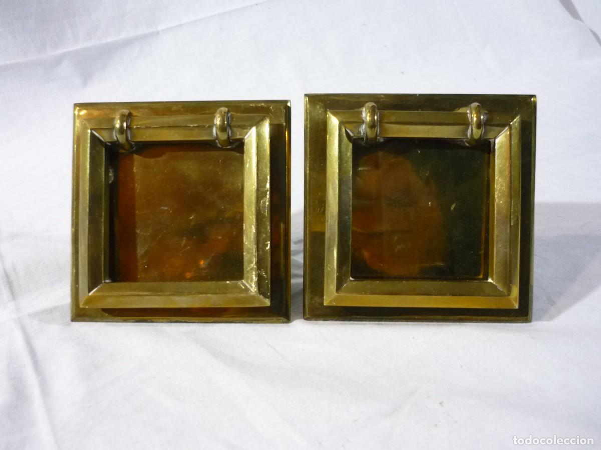 Antig&uuml;edades: Pareja de tiradores de bronce rectangulares - Foto 3